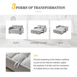 FENFSHE Futon Sofa Bed, Modern Velvet 3 in 1 Sleeper Sofa Couch Bed, Pullout Couch Bed with Adjustable Backrest, Storage Pockets and Toss Pillows for Living Room, Bedroom (Grey) FENFSHE