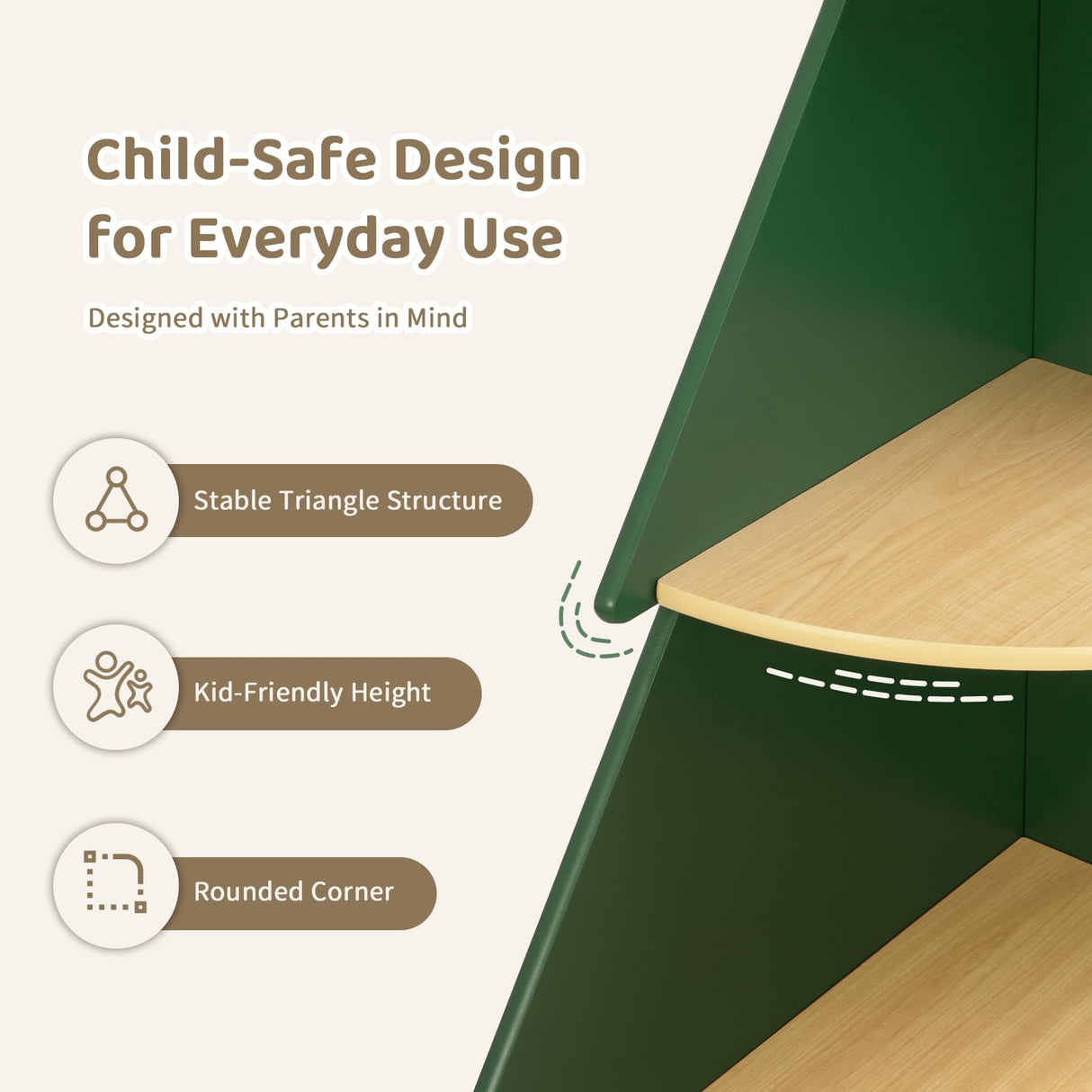 OOOK Kids Book Shelf Tree Bookshelf for Kids, Corner Bookshelf with Storage, Montessori Book Shelf for Classroom, Playroom, Bedroom, Nursery OOOK