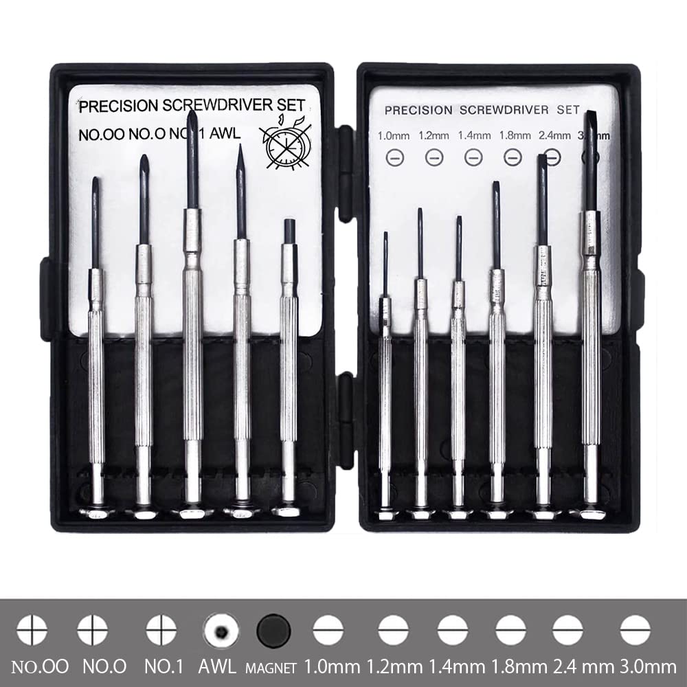 11 PCS Mini Screwdriver Set, Small Screwdriver Set of Flathead and Phillips Screwdrivers, Screwdriver Set for Glasses, Watch, Phone, Toys, Computer Repair