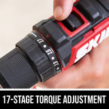 SKIL PWR CORE 20 Brushless 20V 1/2 In. Compact Varible-Speed Drill Driver Kit with 1/2'' Single-Sleeve, Keyless Ratcheting Chuck & LED Worklight Includes 2.0Ah Battery and PWR JUMP Charger-DL6293B-10 Skil