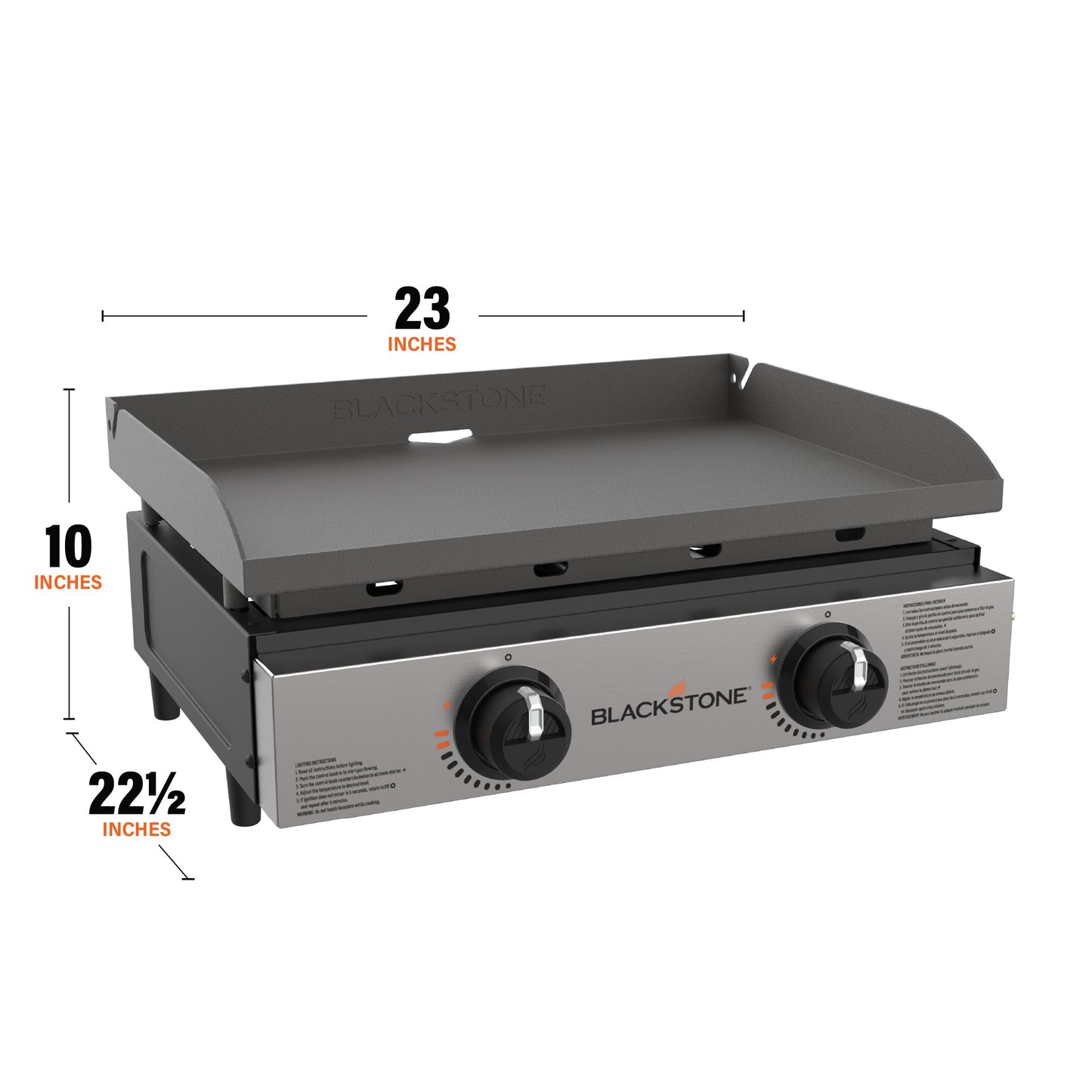 Blackstone 1666 22” Tabletop Griddle with Stainless Steel Faceplate, Powder Coated Steel, Black