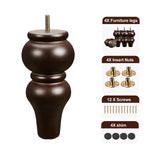 SHANJUE Wood Furniture Legs 8 inch Sofa Legs Pack of 4,Round Couch Legs Espresso Mid Century Chair feet Replacement,Sofa Replacement Parts SHANJUE