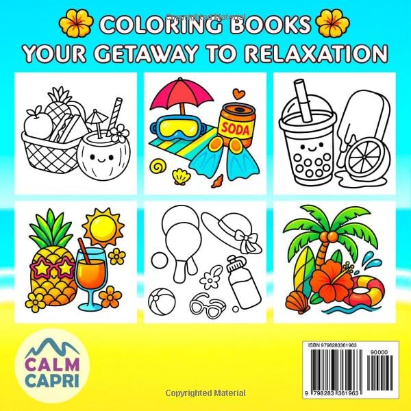 Cozy Summer: 30 Bold & Easy Beach, Vacation & Tropical Designs ‑ Large‑Print Summer Coloring Book for Stress Relief & Mindful Fun | Adults, Teens & Seniors WoodArtSupply