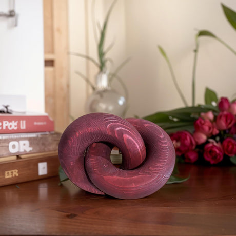 GUDAGUU Wood Knot Decor- 2 Link Wooden Chain Link Decor, Round Coffee Table Decor Book Shelf Decor Accents Art Decor Living Room Decor Items Farmhouse Boho for Christmas Decorations GUDAGUU