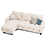 Homall Sofa for Living Room, Couch with Convertible Chaise, 3 Seat L-Shaped Sofas, Comfy Fabric Couches for Apartment, Small Space, White Homall