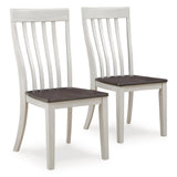Signature Design by Ashley Darborn Farmhouse Armless Dining Chair with Contoured Seat, Set of 2, White & Gray Signature Design by Ashley