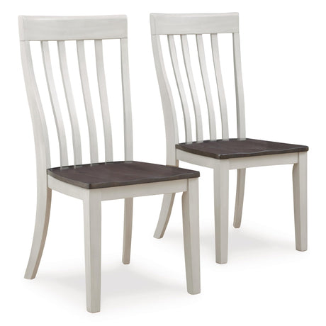 Signature Design by Ashley Darborn Farmhouse Armless Dining Chair with Contoured Seat, Set of 2, White & Gray Signature Design by Ashley