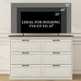 Vikiullf 6 Drawer Dresser - Farmhouse Dresser for Bedroom, Wooden Chest of Drawers, Storage Drawers for Bedroom, Living Room, Hallway, Entryway Organizer, Rust Oak White Vikiullf