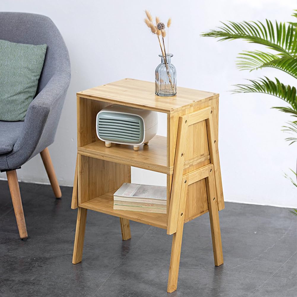 KKTONER Modern Bamboo Nightstands End Tables Bedroom with Storage Small Bedside Table for Living Room Office (Natural) KKTONER