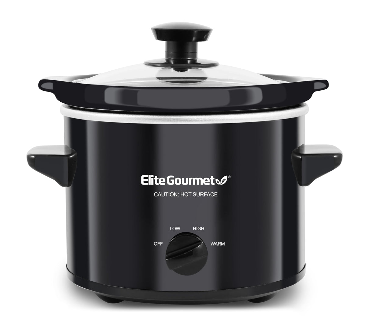 Elite Gourmet MST239X Electric Round Slow Cooker, Adjustable Temp, Entrees, Sauces, Stews & Dips, Dishwasher Safe Glass Lid & Crock, 2 Quart, Black Elite Gourmet