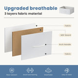 DUMOS Dresser for Bedroom with 7 Fabric Drawers, Chest Organizer Units for Clothing, Closet, Bedroom, Storage Tower with Cabinet, Metal Frame, Wooden Top, Lightweight Nursery Furniture, White DUMOS