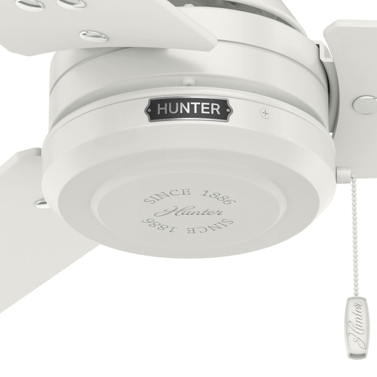 Hunter Fan Company 59263 Cassius 52 Inch 3 Blade 3 Speed Wooden Indoor/Outdoor Ceiling Fan with Pull Chain Control, Light Stripe, 52", Fresh White Finish Hunter Fan Company