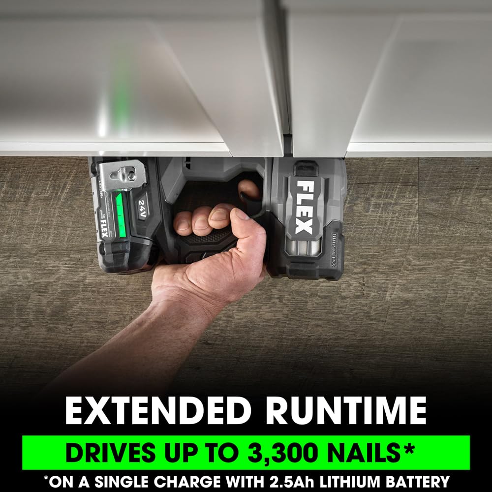 FLEX 24V Brushless 23Ga Pin Nailer Kit with 2.5Ah Lithium Battery and 160W Fast Charger - FS4341-1A FLEX