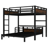 Full Over Full Bunk Bed with Headboard and Full Length Guardrail, Separable Bunk Bed Full Size, Heavy Duty Bunk Beds Can Turns Into Loft Bed and Platform Bed, Black Bellemave