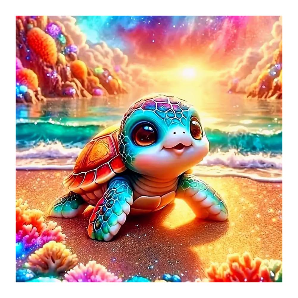 FHBUBPUP Sea Turtle Diamond Painting Kits for Adults, Animal Diamond Art Kits for Beginners, 5D DIY Full Drill Round Diamond Point Gem Art, Craft Gift Suitable for Home Wall Decoration 12×12Inch FHBUBPUP