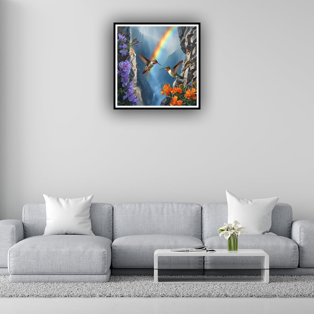 hill froeistung 5D Hummingbird Diamond Art Painting Kits for Adults,Bird,Rainbow Diamond dots, Flower DIY Full Drill Diamond Art Painting Set for Home Wall Decor Gifts (12X12 inch) hill froeistung