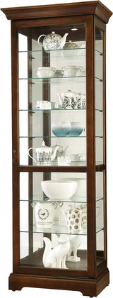Howard Miller Grubbs Curio Cabinet II, Brown Finishing with Halogen Lights - Adjustable Height Desks & Lockable Door for Collectibles, Decorative Items, Office & Living Room Durable Curio Cabinets Howard Miller