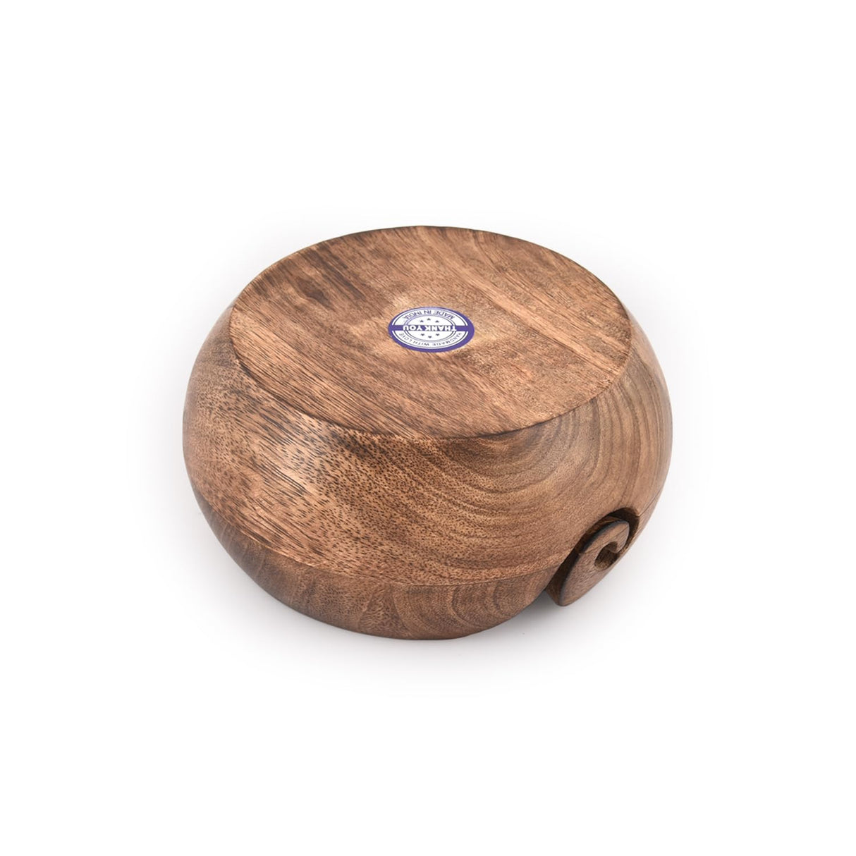 NIRMAN Wooden Yarn Bowl Hand Made by Indian Artisans with Premium Mango Wood for Knitting and Crochet (6" x 6" x 3'') NIRMAN