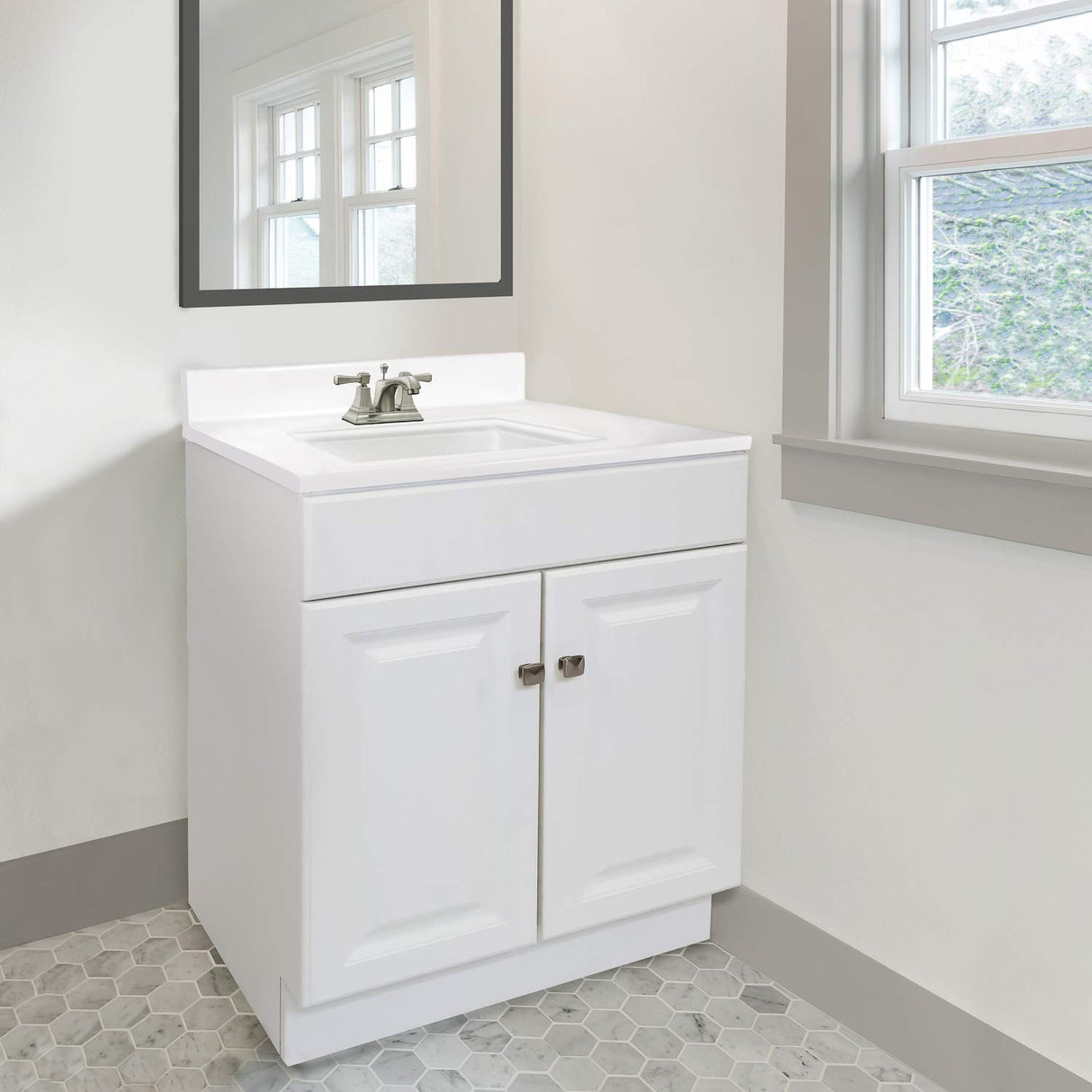 Design House 597153 Wyndham Unassembled Bathroom Vanity Cabinet Without Top, 30 x 21/2 Door, White Design House
