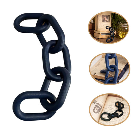 Wood Chain Link Decor,5-Link Wood Chain Link Aesthetic Room Decor & Boho Decor for Living Room Farmhouse Decor & Coffee Table Decor Decorative Wood Chain for Home Decor (Navy Blue) GUDAGUU