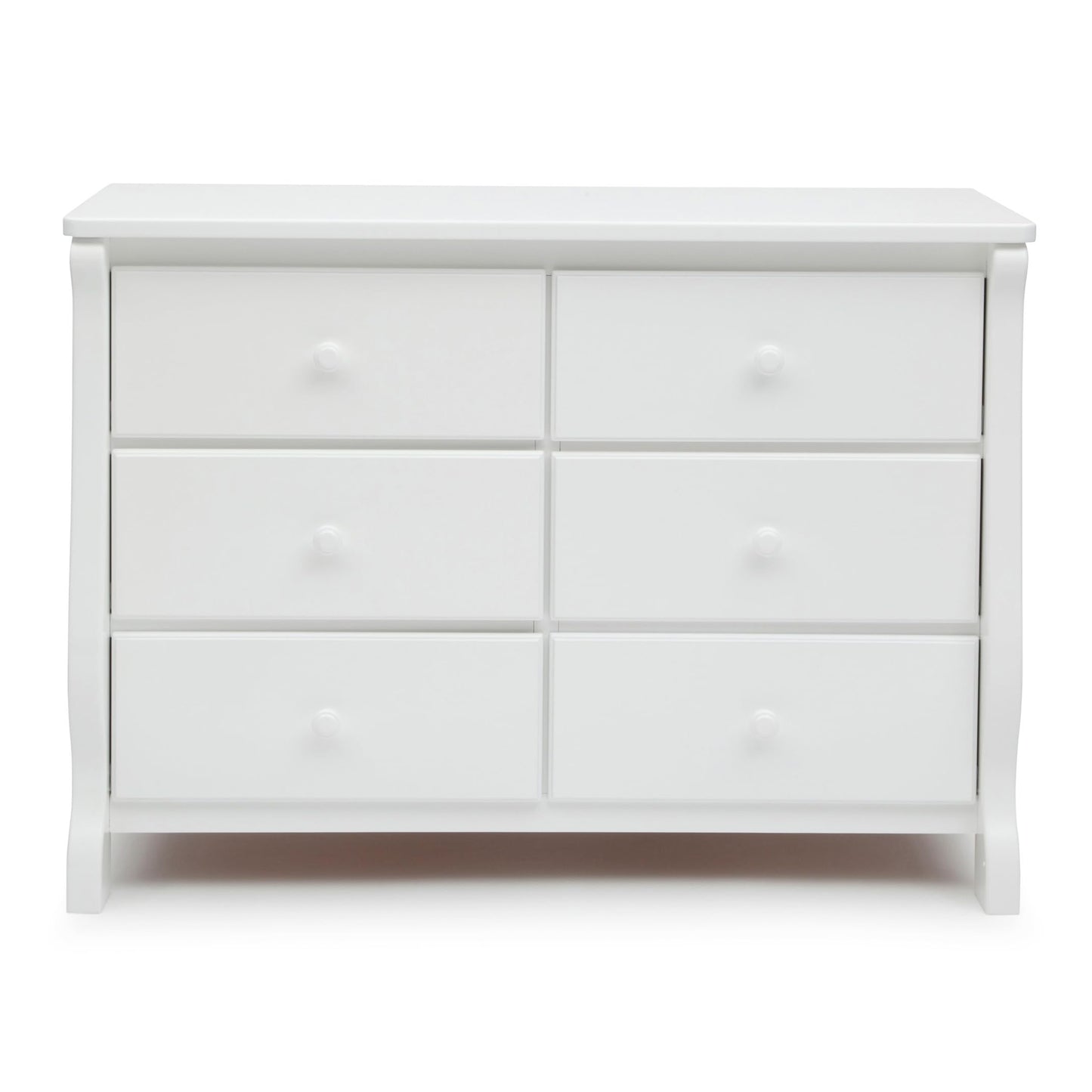 Delta Children Universal 6 Drawer Dresser with Interlocking Drawers - Greenguard Gold Certified, White - WoodArtSupply