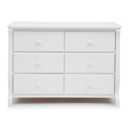 Delta Children Universal 6 Drawer Dresser with Interlocking Drawers - Greenguard Gold Certified, White - WoodArtSupply