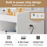 AOGLLATI Makeup Vanity with Lights in 3 Colors, Vanity Desk with Mirror and Lights, White Vanity Table with Charging Station, Makeup Desk with Unique Separation Design AOGLLATI