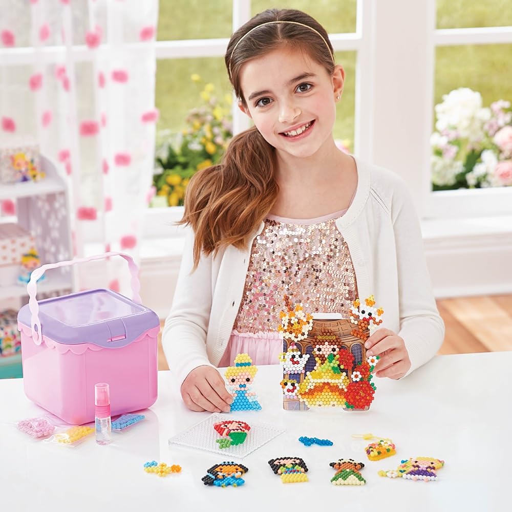 Aquabeads Disney Princess Creation Cube, Complete Arts & Crafts Bead Kit for Children - Over 2,500 Beads & Display Stand The Create Belle, Ariel, Tiana, Rapunzel and More Aquabeads