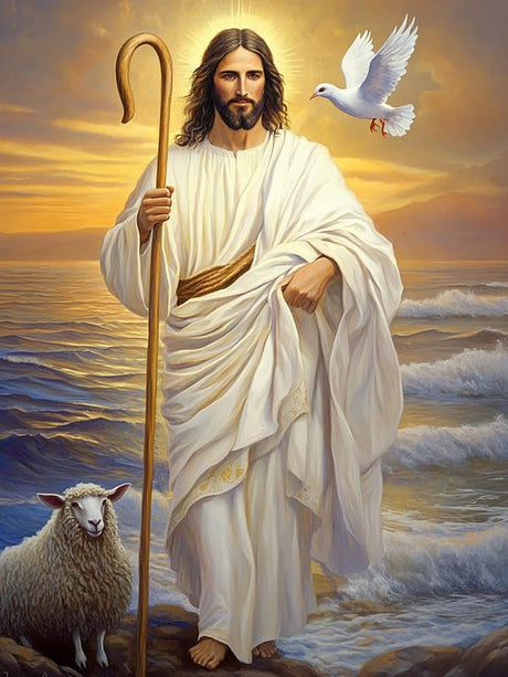 Bimkole 5D Diamond Art Kits for Adults Jesus, Full Drill DIY Rhinestone Embroidery Set Paint with Diamonds Art Man by Number Kits Cross Stitch Home Wall Craft Decor 12x16 Inch Bimkole