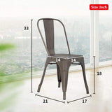 FDW | Set of 4 Metal Dining Chairs | Bronze | Stackable Tolix Side Chairs with Backrest | Scratch-Resistant | Non-Slip Feet | Indoor/Outdoor Use | 330 lbs Capacity | Ideal for Kitchen & Restaurant FDW