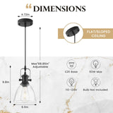 LWWHQ Black Pendant Lights Kitchen Island 2 Pack, Farmhouse Pendant Light, Industrial Clear Glass Pendant Light, 6.5 inches Kitchen Pendant Lighting Over Island Sink Dining Room LWWHQ