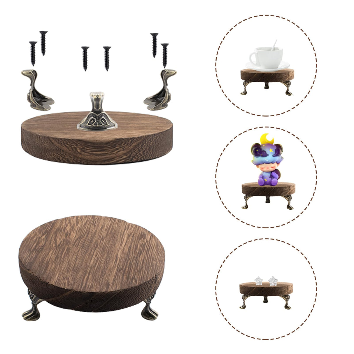 3 PCS Wooden Display Riser for Display Wood Risers for Decor and Organizer Round Display Stand Farmhouse Rustic Decor Risers Wood Riser Pedestal Stand for Candles Plants Cups (Brown, 8/6/4 Inch) QoTang