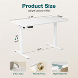 SMUG Adjustable Height Standing Desk 48 Inch Electric Sit Stand Up Down Computer Table Ergonomic Rising Modern Lift Motorized Gaming Desktop Workstation for Work Home Office - Modern White SMUG