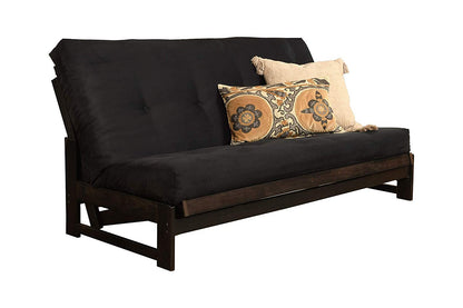 Kodiak Furniture Aspen Futon with Suede Fabric Mattress in Mocha/Black - WoodArtSupply