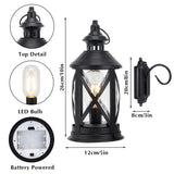 TRIROCKS Battery Powered Metal Lamp 10'' Tall Decorative Cordless Table Lamps LED Edison Lights Hanging Lamps with Metal Hook for Home Decor Patio Garden Wedding Parties Indoor Outdoor(Black) TRIROCKS