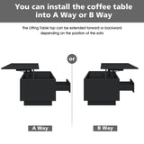 LED Coffee Table for Living Room Morden Coffee Tables with Lift Top High Gloss 4 Tiers WhiteTea Table with Storage Center Tables Sofa Hidden Compartment & 1 Open Shelve & 1 Drawer HOMMPA