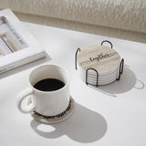 Hoomey Coasters for Drinks, Set of 6 Absorbent Drink Coasters with Holder, Farmhouse Style Ceramic Drink Coasters with Cork Backing for Table Protection, Housewarming Gifts for New Home Hoomey