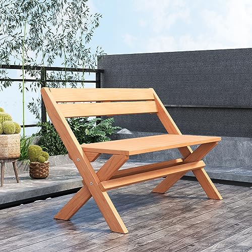 Giantex Folding Teak Wood Outdoor Bench - 2-Person Patio Seat with Elegant Design for Garden and Poolside Giantex