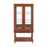 Eyisean Lighted Display Cabinet, 48" H Curio Cabinet with Open Storage Space, Tempered Glass Doors and Acrylic Mirrored Back Panel, Rack for Living Room (Bulb Not Included) (Walnut) Eyisean