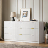 MAISONARIA White Dresser for Bedroom, 9 Drawer Double Dresser, Modern Chest of Drawers for Bedroom, Living Room, Entryway and Closet, 63" L x 15.7" D x 31.5" H MAISONARIA