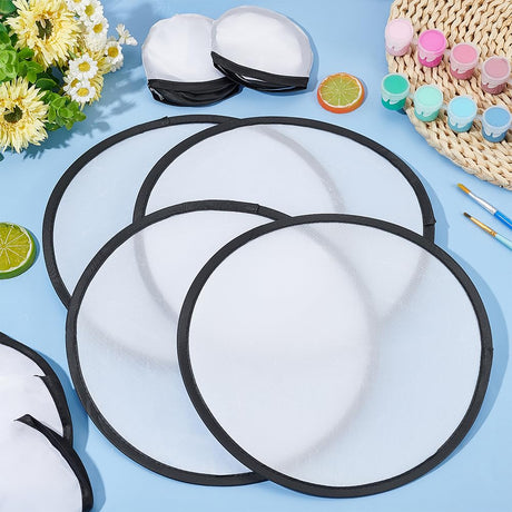 BENECREAT 30Pcs White Foldable Flying Disc Fans, 9.8inch Sublimation Fans Nylon Black Edge Folding Fan Set with Bag for Wedding Party Favors Outdoor Activity BENECREAT