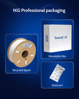 DURAMIC 3D PETG Filament 1.75mm White, 3D Printing Filament 1kg Spool(2.2lbs), White Filament 1.75mm Dimensional Accuracy +/- 0.05 mm Non-Tangling Non-Clogging Non-Stringing DURAMIC 3D