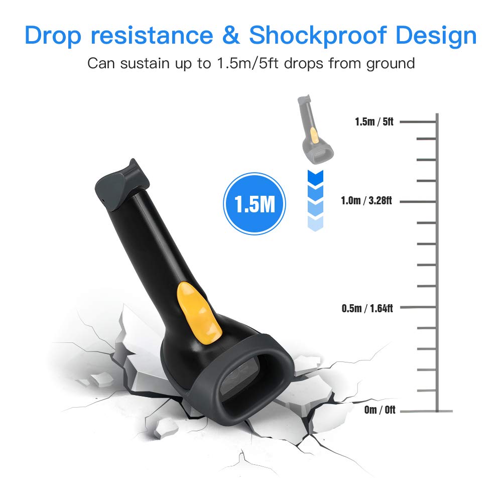 Eyoyo EYH2 Handheld USB 2D Barcode Scanner, Wired Automatic QR Code Scanner PDF417 Data Matrix Bar Code Reader with Long USB Cable for POS Mobile Payment, Convenience Store, Supermarket, Warehouse Eyoyo