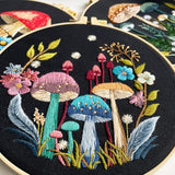 Myfelicity Embroidery Kit with Mushroom Patterns, 3 Hoops, Fabric, Threads, Needles, Instructions (Colorful)