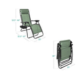 Best Choice Products Set of 2 Adjustable Steel Mesh Zero Gravity Lounge Chair Recliners w/Pillows and Cup Holder Trays - Sage Green Best Choice Products