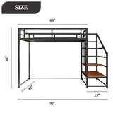 Dreame. Modern LoftPro Twin XL Metal Loft Bed Frame with Storage Shelves & Stairs, Space-Saving Design, Black Finish Dreame.