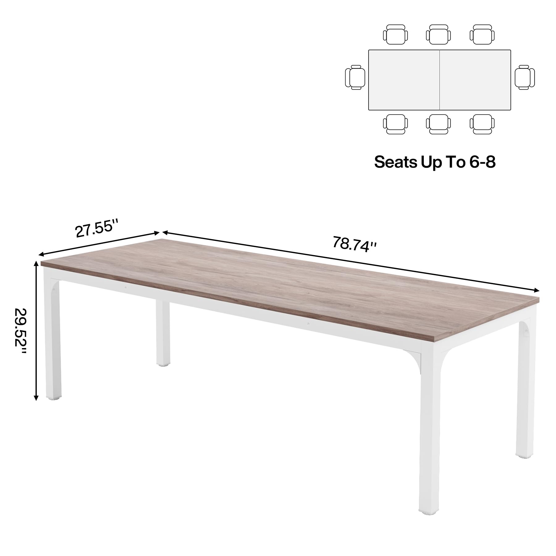 Tribesigns 6.5 FT Conference Room Table, 78.74" W x 27.56" D Large Office Conference Table, Modern Seminar Meeting Table Desk for Boardroom, Meeting Room (1, Oak) - WoodArtSupply