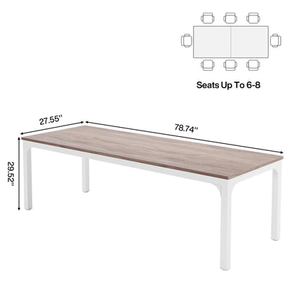 Tribesigns 6.5 FT Conference Room Table, 78.74" W x 27.56" D Large Office Conference Table, Modern Seminar Meeting Table Desk for Boardroom, Meeting Room (1, Oak) - WoodArtSupply