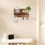 Key Holder Wall Mount, Solid Wood Key and Mail Organizer for Wall(Self Adhesive or Drill), 8 Hooks Key Rack for Entryway Hallway Bedroom Farmhouse Home Decor (Burnt Brown) Eryvik