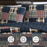Eddie Bauer - King Quilt Set, Cotton Reversible Bedding with Matching Shams, Luxurious Bedding Set (Madrona Navy/Red, King) Eddie Bauer